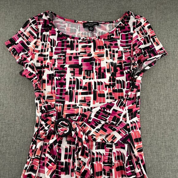 Perceptions New York Dress Abstract Print XL Classic Style Fit & Flare Stretch - Picture 3 of 11